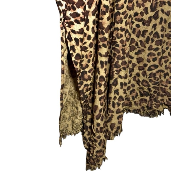 UMGEE Oversized Ombre Animal Leopard Print Frayed Hem Open Front Kimono Cardigan - Picture 7 of 10